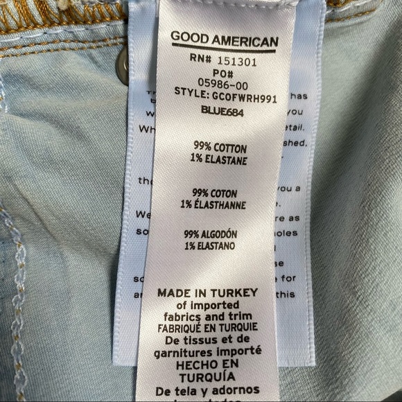 Good American Cutoff Fold Over High Waist Denim Shorts NWT - Picture 8 of 13